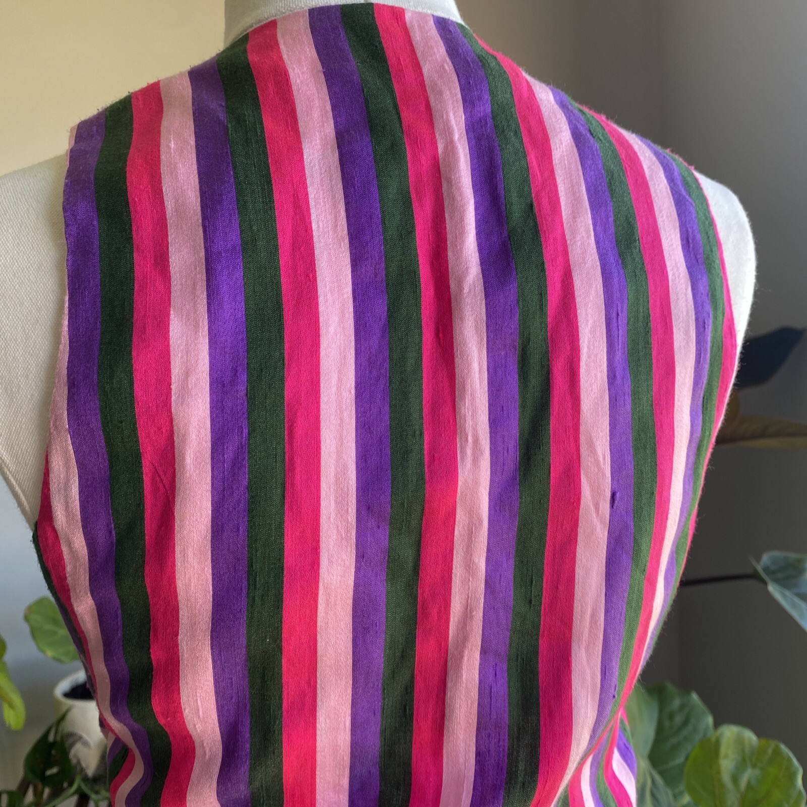 Vintage Prue Acton Dress Fits Au 8 XS/S Multicolour Stripe Silk Wrap Mini Dress