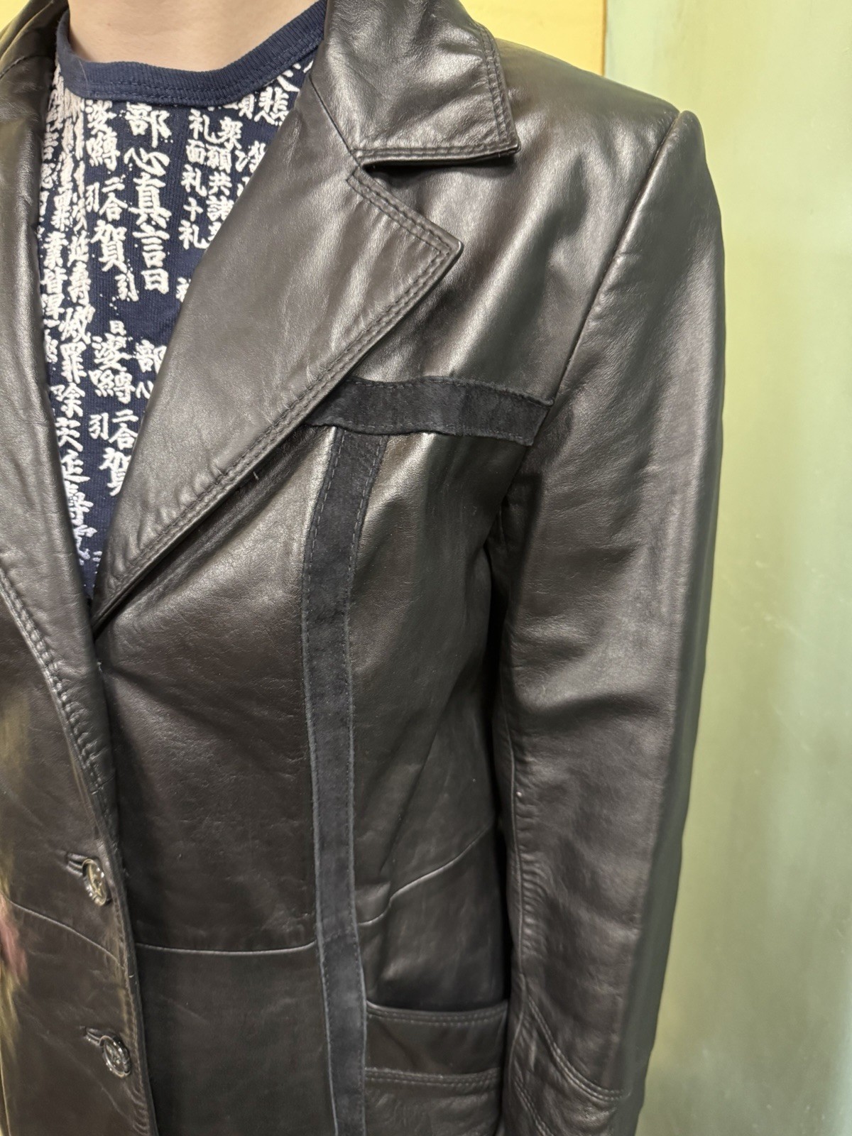 Vintage 70s The Tannery Montgomery Ward Black Leather & Suede Trench