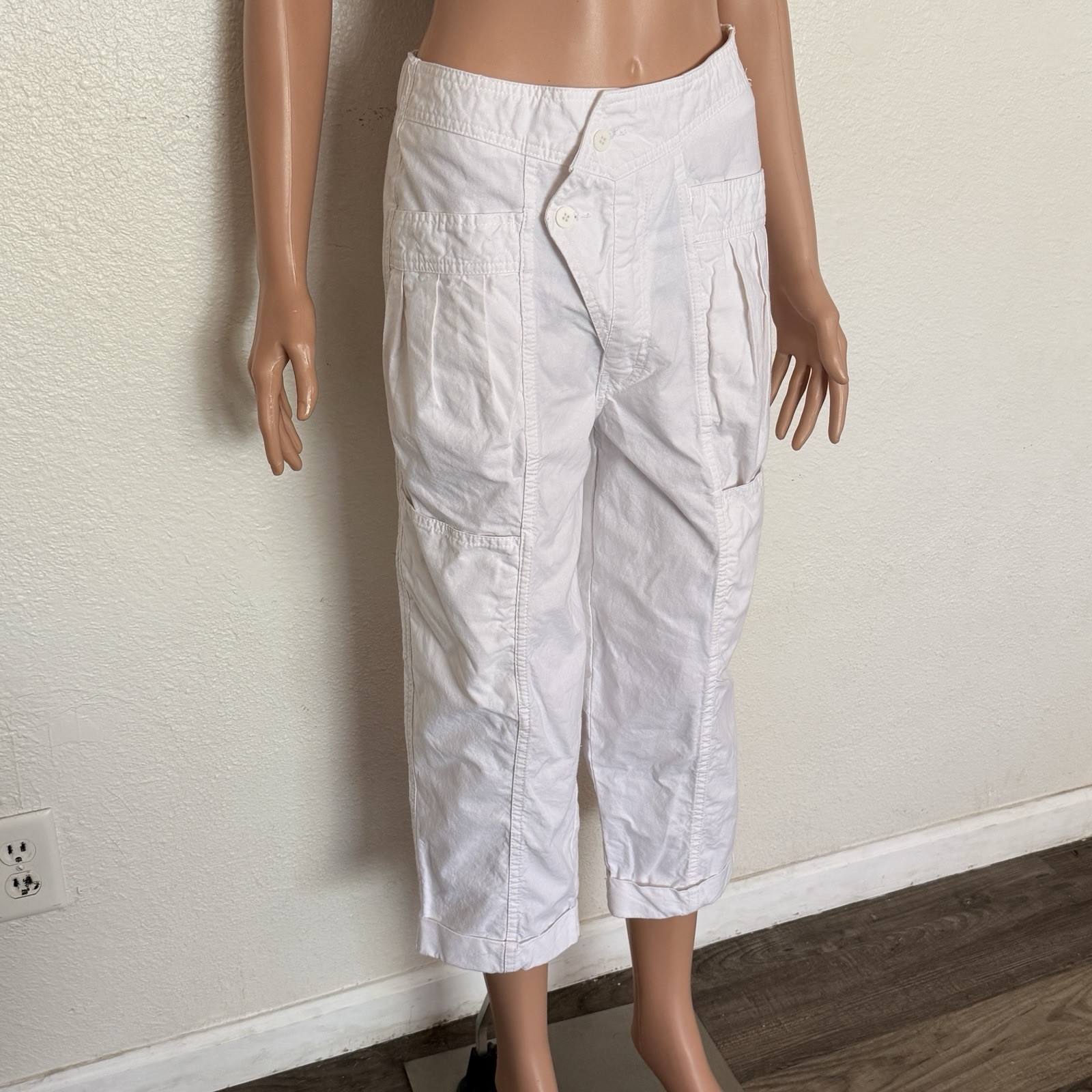 Vtg 80s/90s White Union Bay Balloon Cargo Capris Sz 5