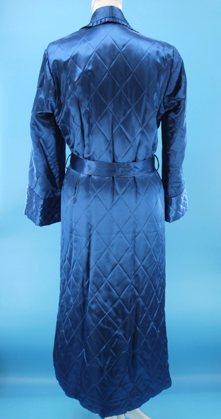 VTG Womens 50s 60s Blue Embroidered Rayon Korean / Japanese Robe S/M 1950s 1960s