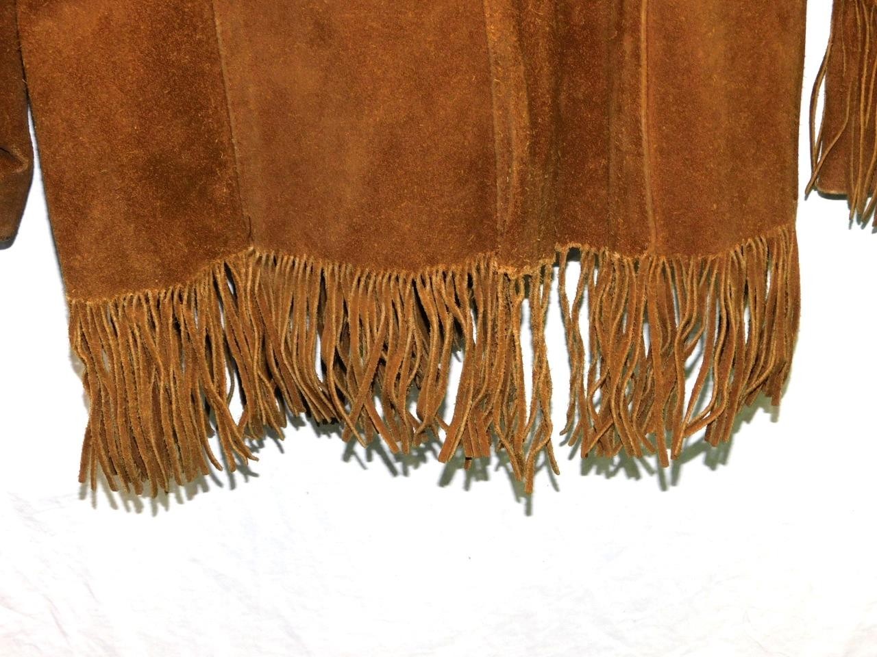 Vintage Pioneer Wear M Brown Suede Western Fringe Coat Woman Rockabilly Rodeo