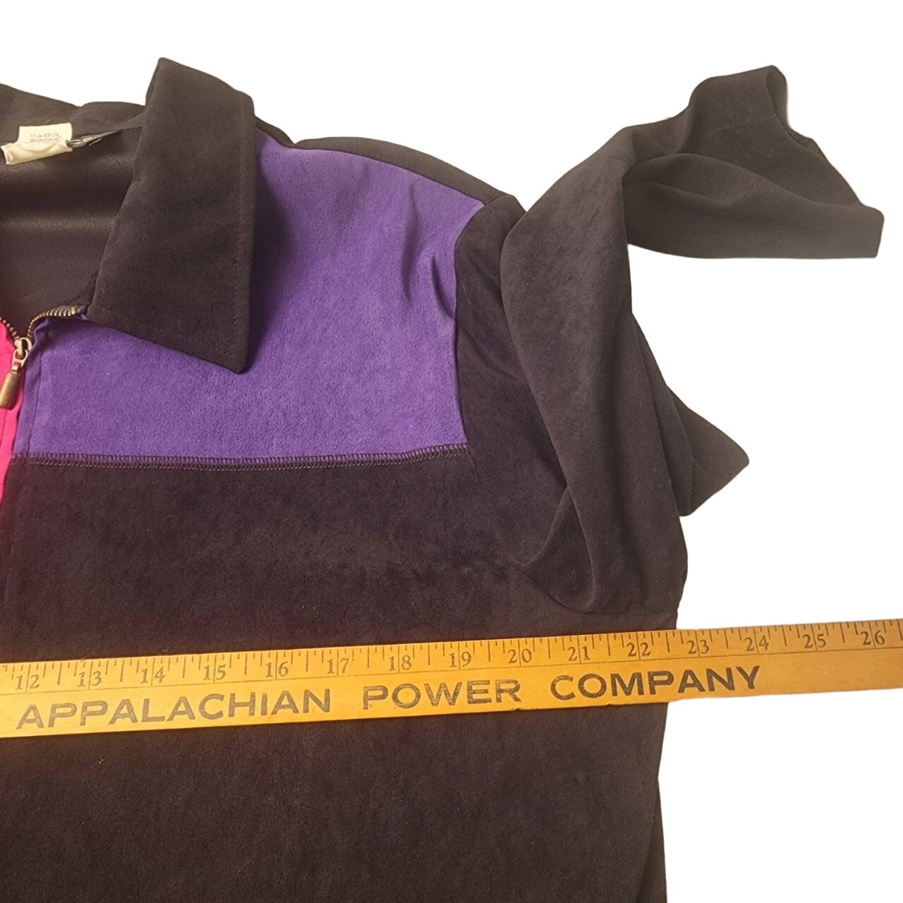 Briggs Vintage Colorblock Zip Up Jacket with Collar Suede/Velvet Soft 16P Y2K