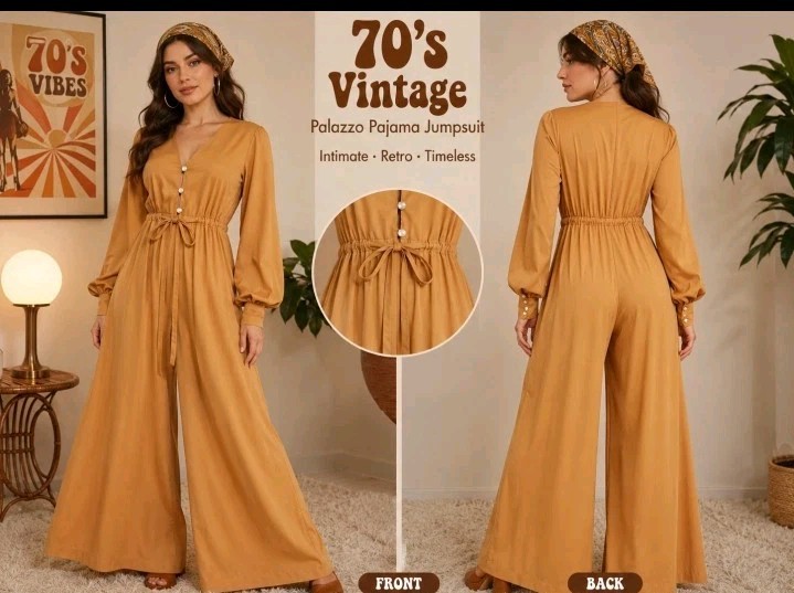 Vanity Fair, Peignoir Vintage Lingerie UNIQUE STYLE Jumpsuit Orange Sz 12 #CB4