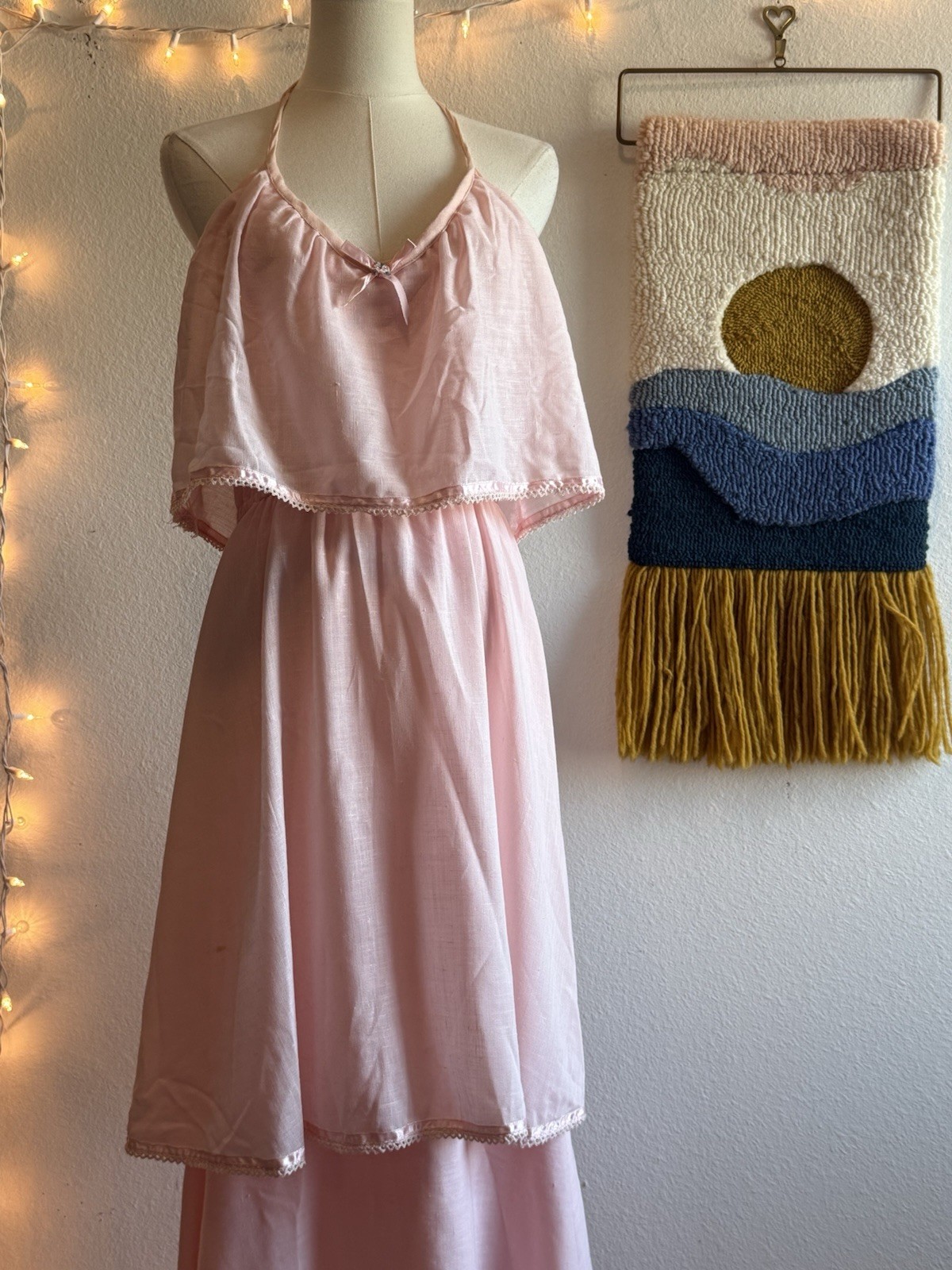 Trivia By Charm Of Hollywood Vintage Rare Pink Dress Gown Size S Maxi Ruffles