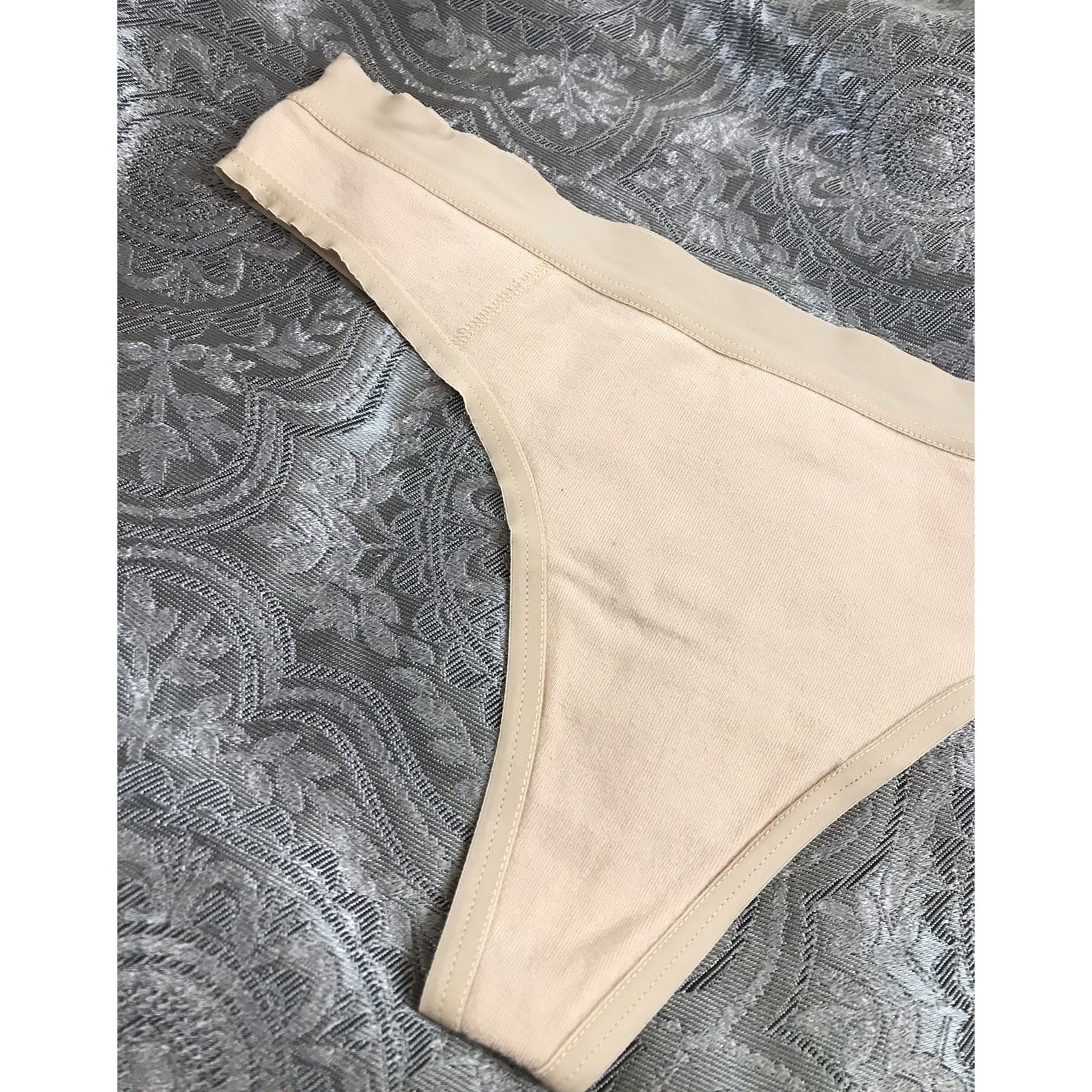 Aerie Cream Soft Cotton Thong Panties Size Small Smooth
