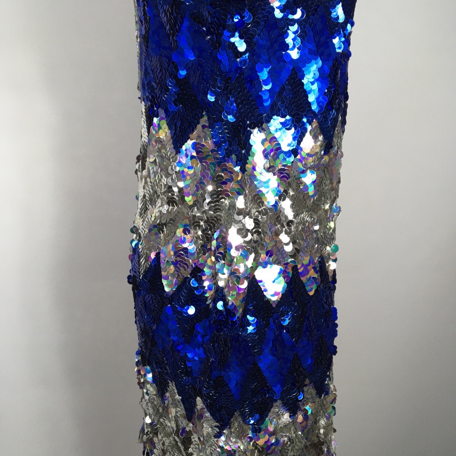 Vintage Iridescent Sequin Low Open Back Party Dress Mini Beaded – Size M