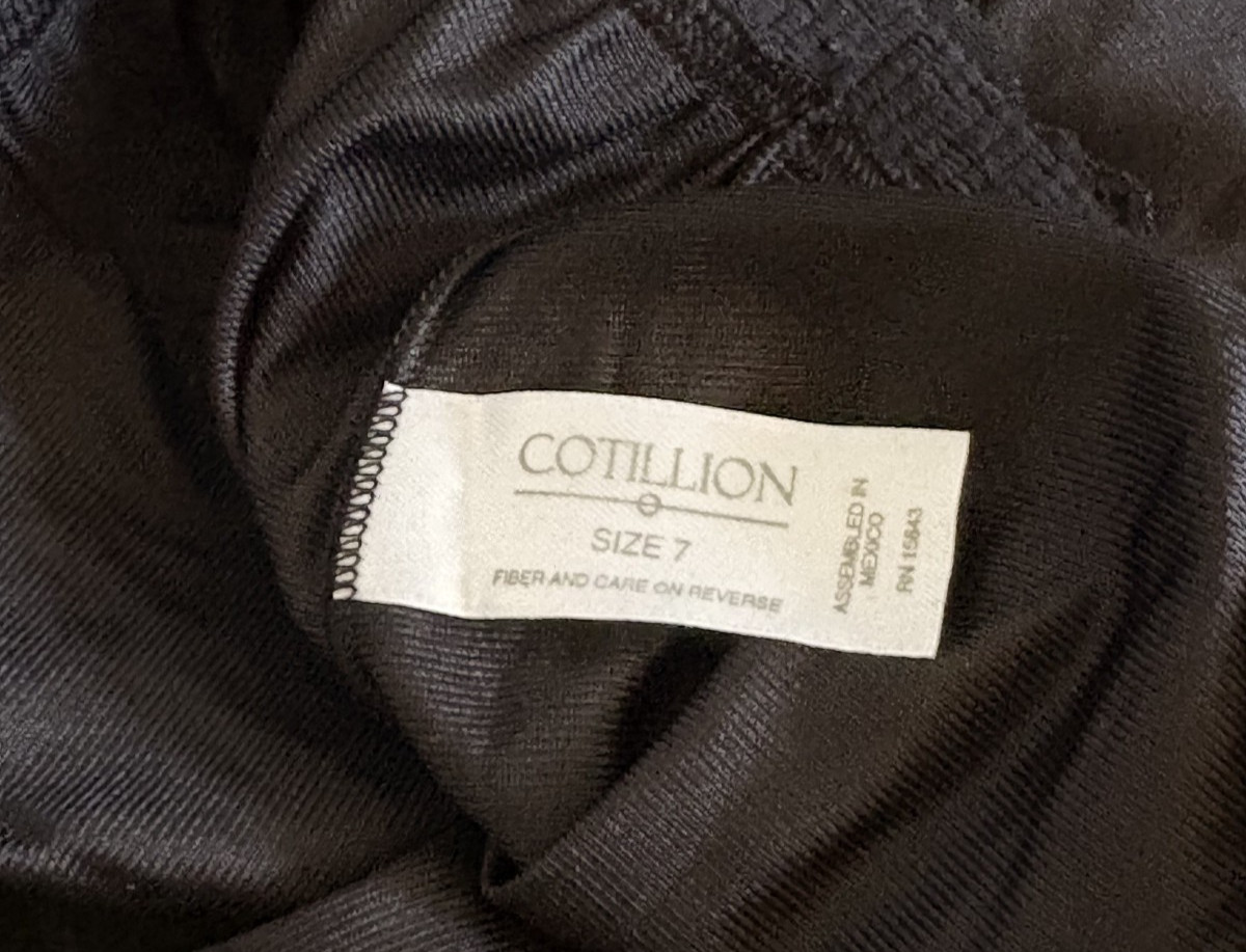 COTILLION Large BLACK Hi Shine SATIN All Nylon Lace Trim Brief Panties NWOT VTG