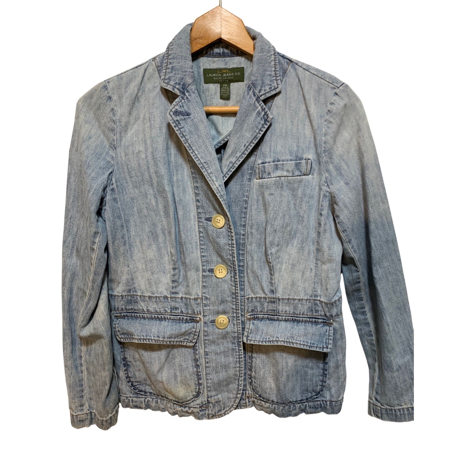 VTG Lauren Jeans Co. Ralph Lauren cotton denim blazer Jacket PM boho cottagecore