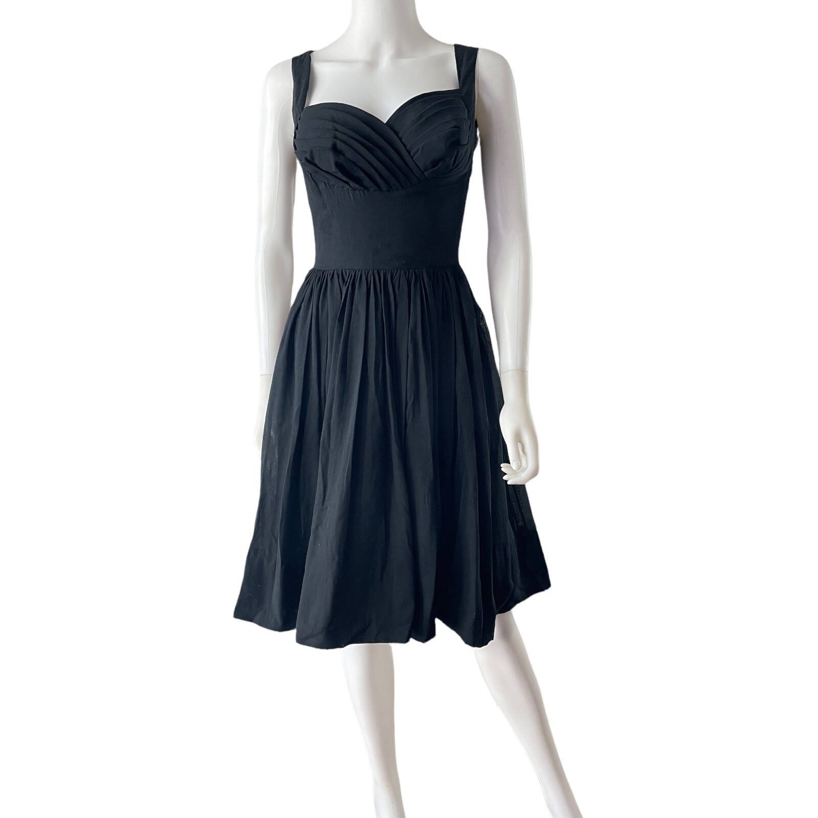 Vintage 50s Jay Herbert Little Black Dress Sz S/M, Rockabilly, Full Skirt