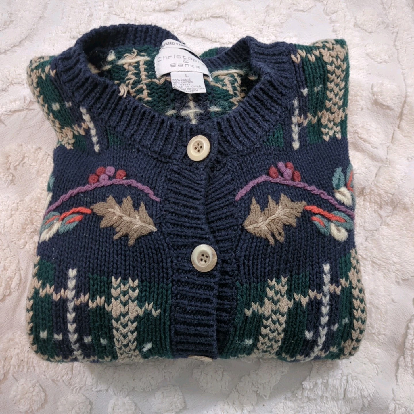 VTG CJ Banks Embroidered Pumpkin Cardigan Fall Grandma Cottagecore Teacher L