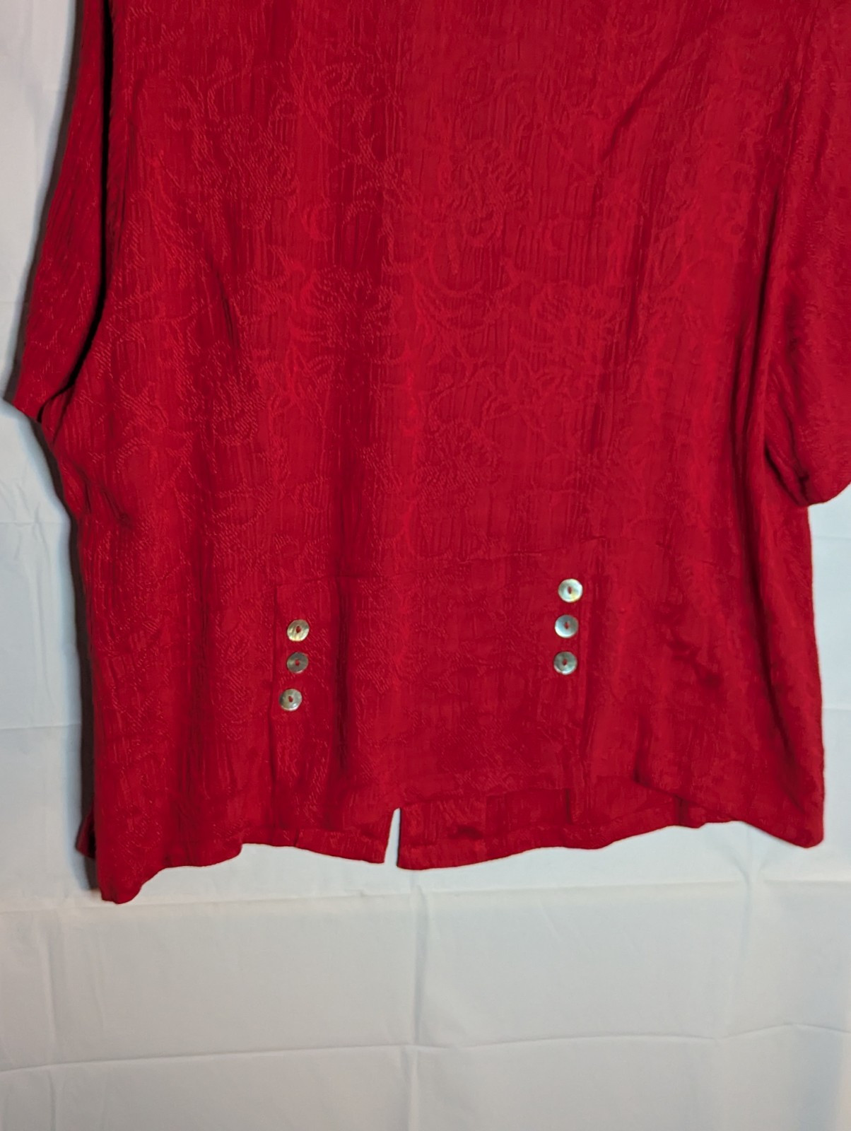 VTG Studio 1940 Red Lace Collar Mother Of Pearl Button Top Sz 18/20 Retro 80s