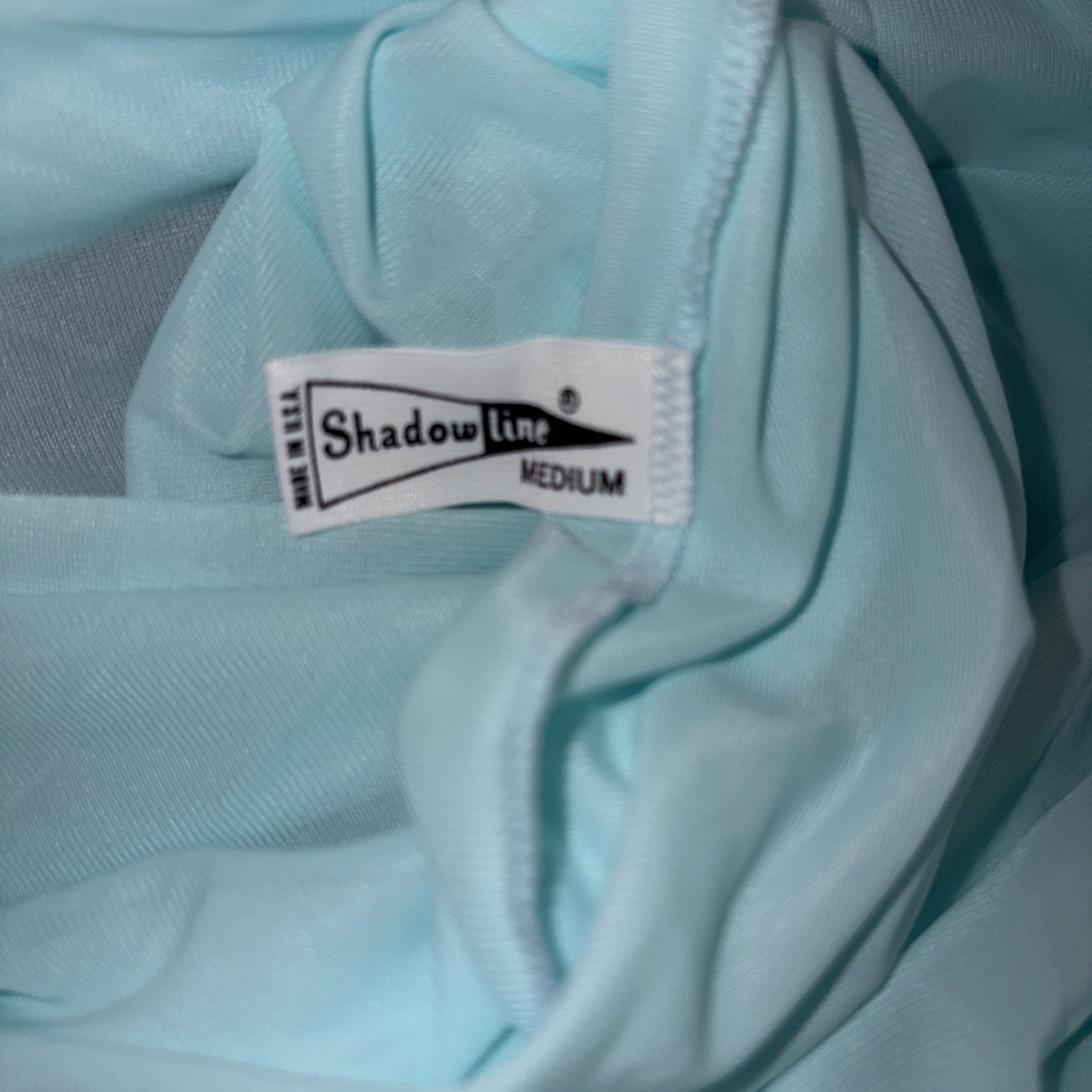 Shadowline Size Medium Vintage Light Aqua/Seafoam Nylon Tricot Long Nightgown