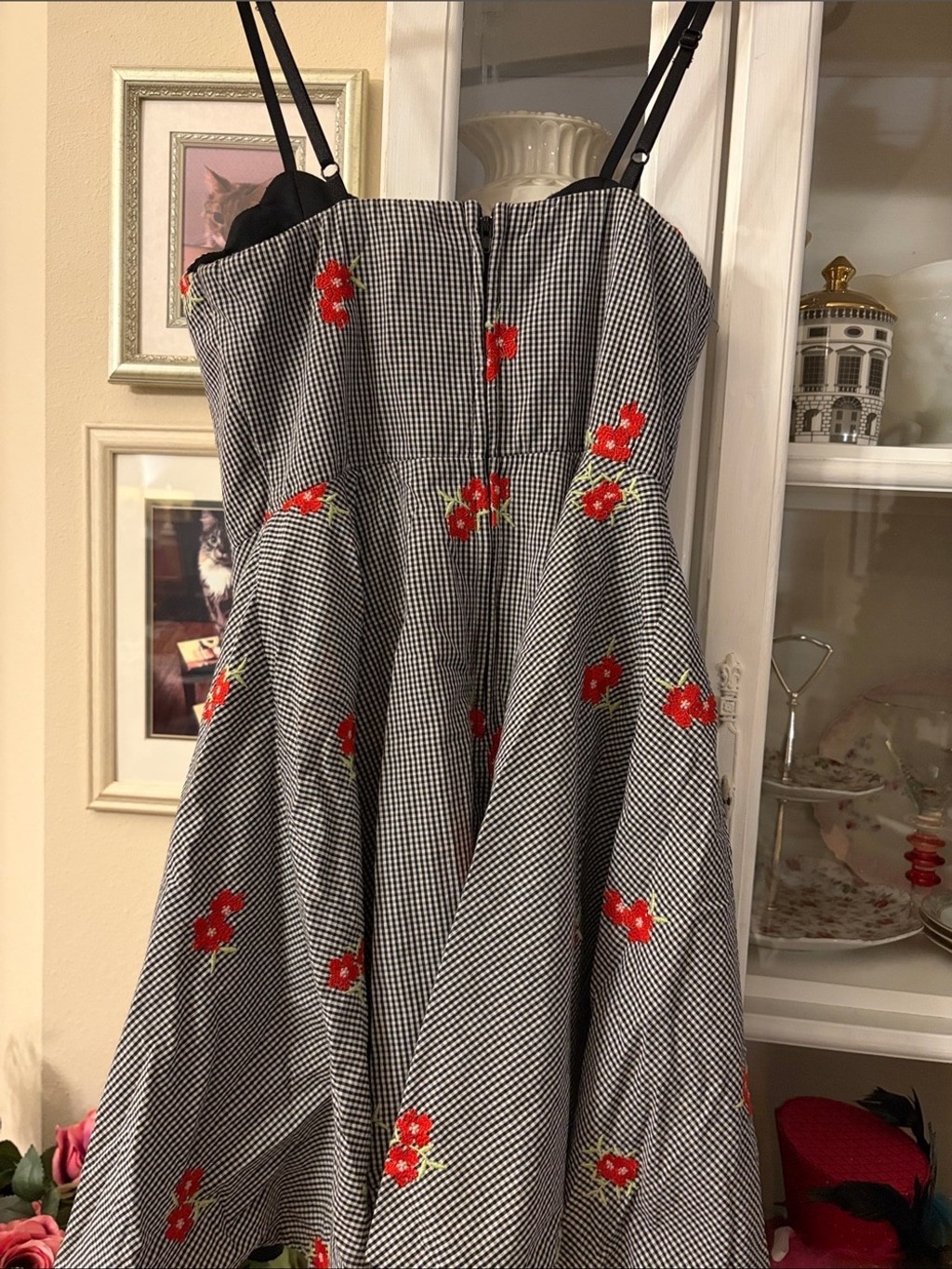 Vintage Y2K Jodi Kristopher corset style gingham / embroidered Jr. S 3 sundress