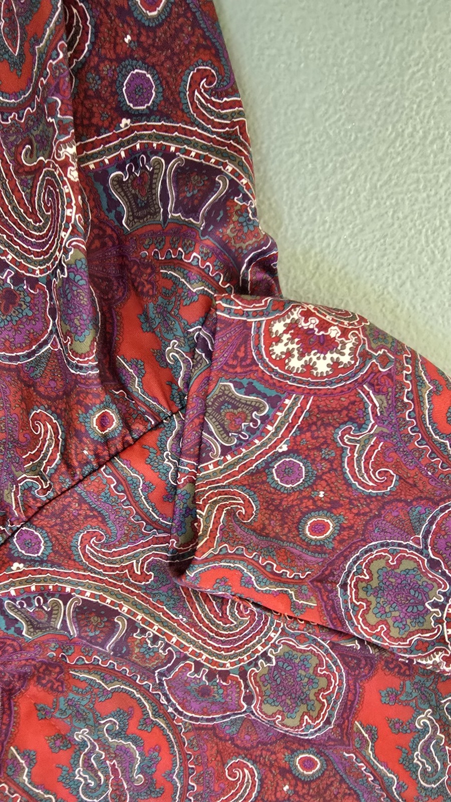 Vintage 70s Tabby of California Dress Size 12 Paisley Shirtdress Shoulder Pads