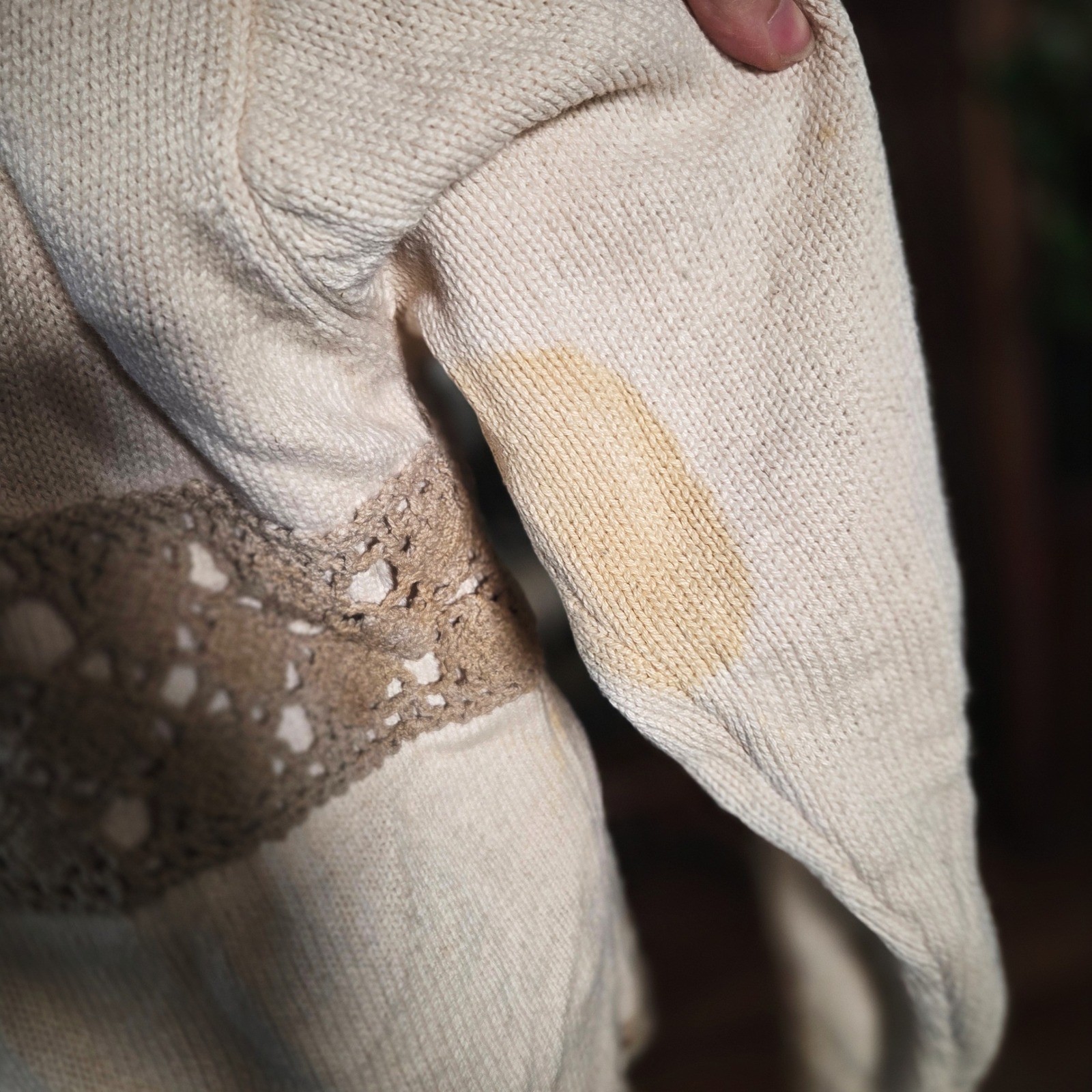 Vintage 90s BellePointe Embroidered Garden Crochet Cardigan Knit Plant Sweater
