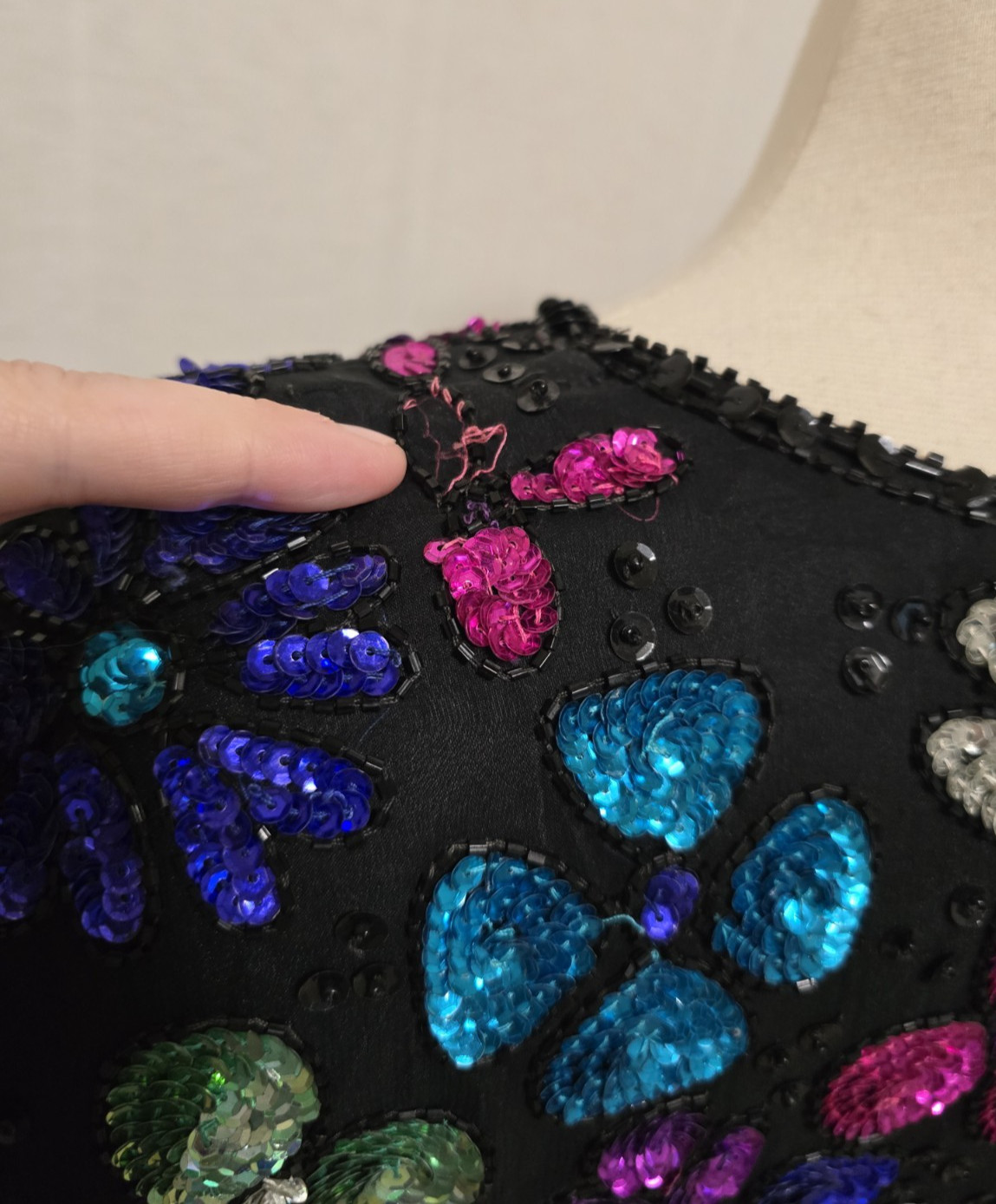 Vintage 90s Fully Sequin Dress Womens Size Medium Black Formal Party Sweelo
