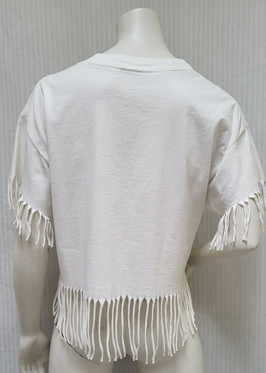 Vtg 80’s Native American Wolf Glitter Feather Alaska Fringe T Shirt – Sz M/L *B6