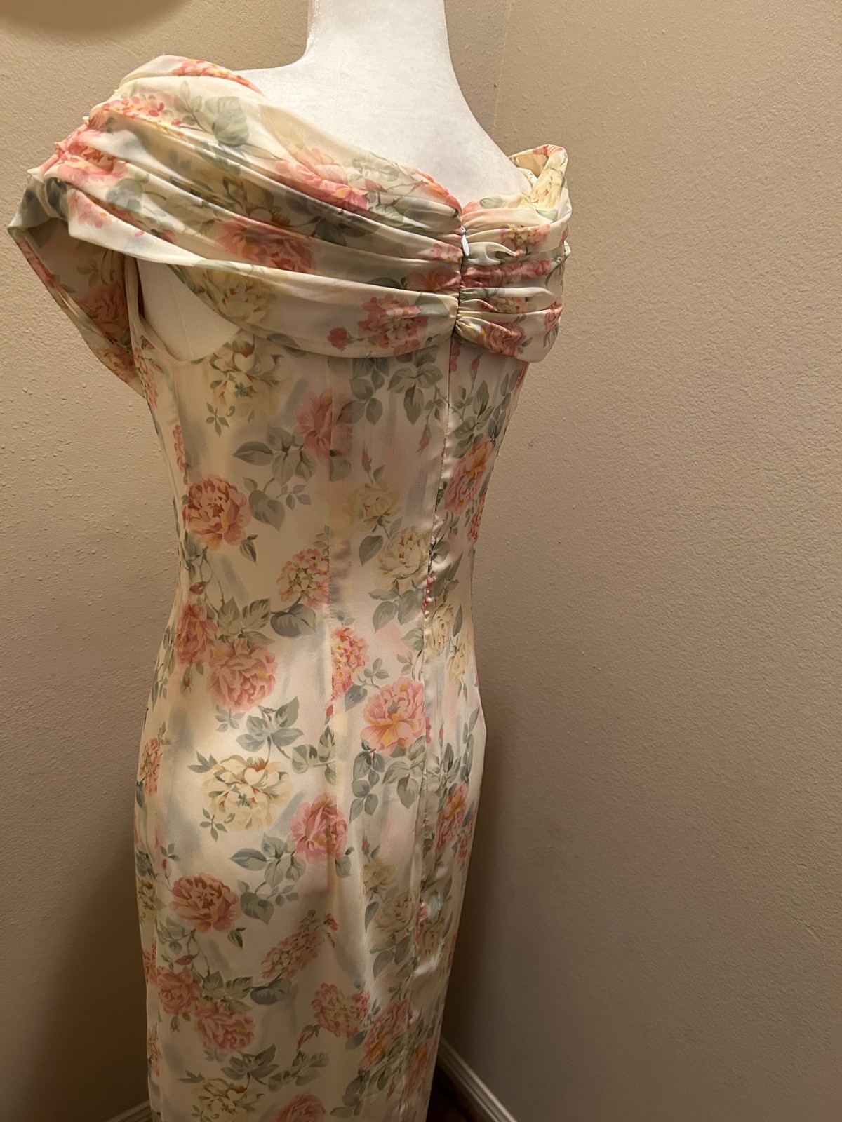 Vintage CDC Evening Maxi Floral Roses Tea Dress Size M made USA