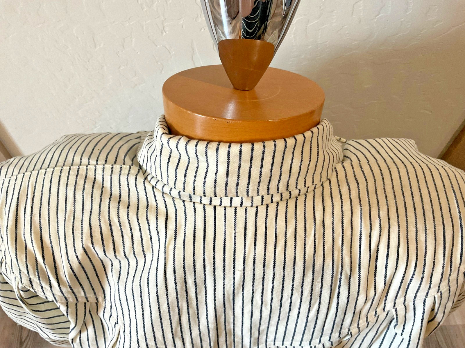 Vintage 80s Karen Alexander Pin Striped Button Down Dress w/Belt Sz 10
