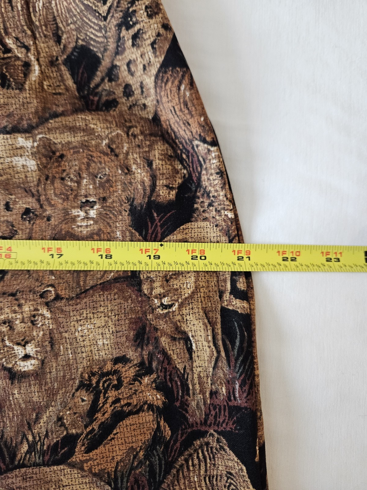 Vtg Sharon Young Animal Print Zebra Lion Giraffe Brown Corduroy-ish Pants 8