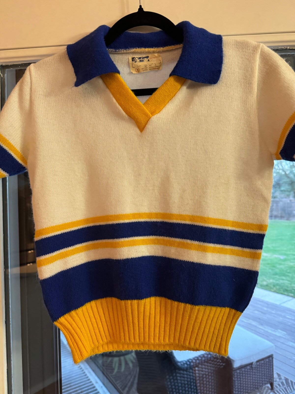 Vintage Dehen Cheerleading Sweater, Size Medium, Royal Blue, Gold and White
