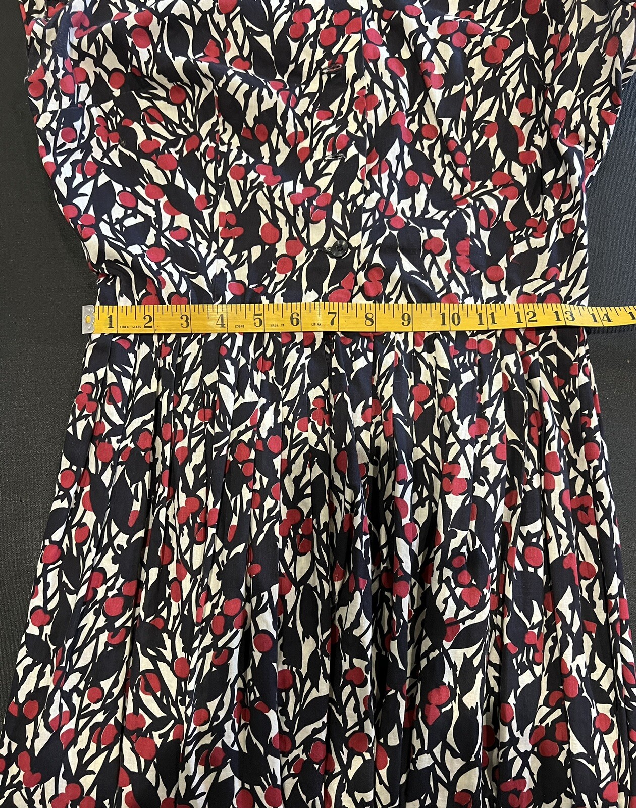 RARE MOD VTG 50S STRAWSTACK RED WHITE & BLACK ROCKABILLY PLEATED DRESS