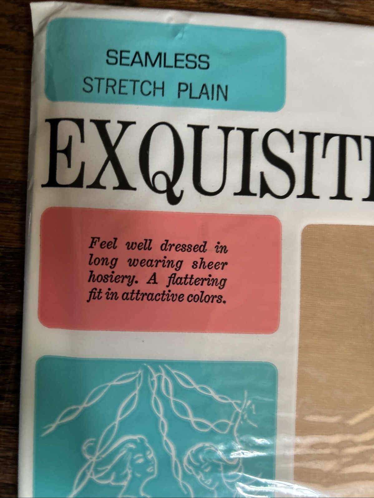 Vtg Seamless Exquisite Stocking Hose 100% Sheer Nylons Size 3 Beige IRR