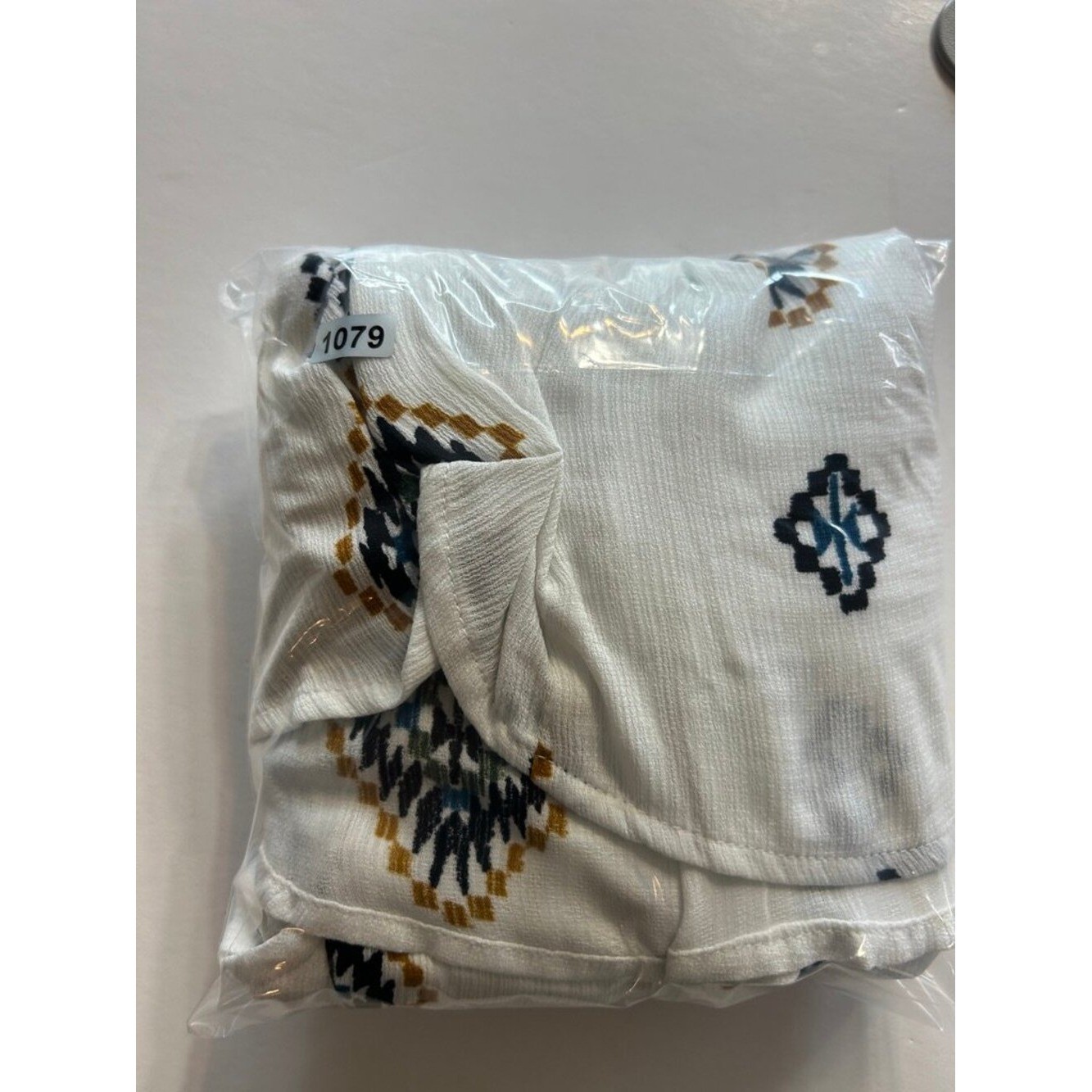 Entro White Boho Geometric Print Swing Dress Size Large Festival Western Cowgirl