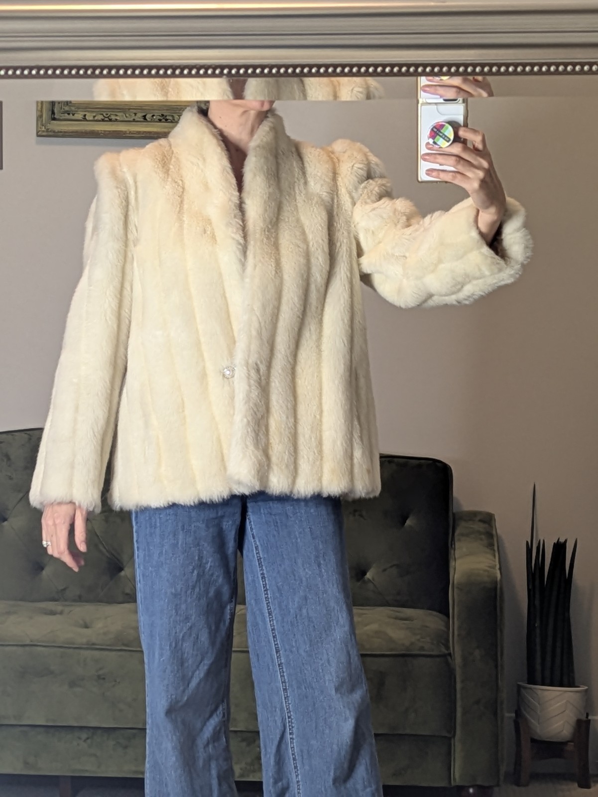 Vintage 80s Luxury Faux Fur Coat by Intrigue Glenoit White Vegan Size Small
