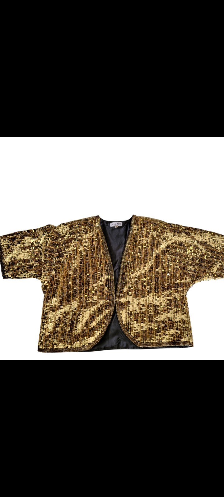 Vintage Isabelle Handmade Gold Sequin Cocktail Party Gatsby Shrug Jacket S/M