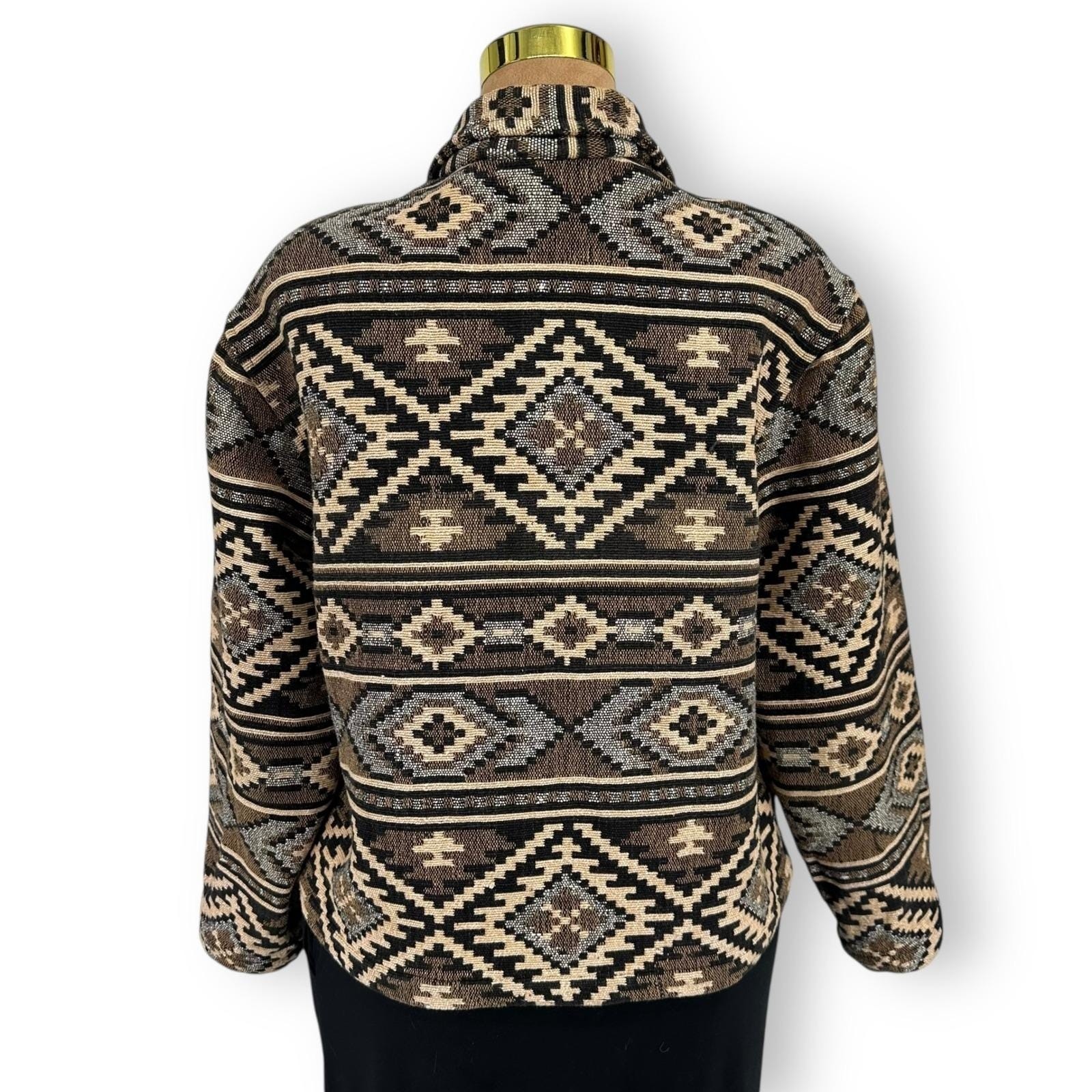 Vtg 90s Chico’s Design Jacket Sz 2 (L/XL) Cotton Tapestry Southwestern Geometric