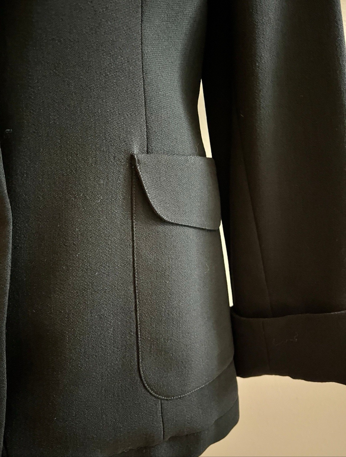 Vintage GENNY Black Wool Jacket With Gold Buttons, Signed, Italian Size 42