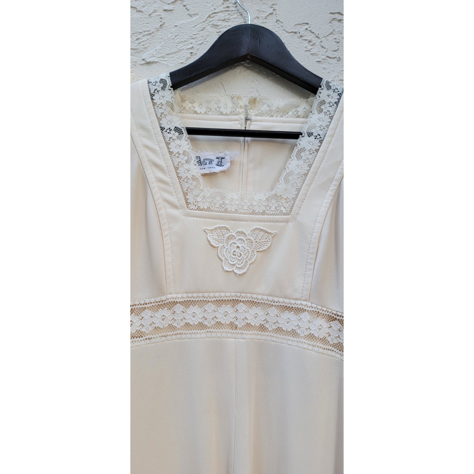 Act I New York Maxi Dress Women S Cream Vintage 70s Lace Bell Sleeve Prairie
