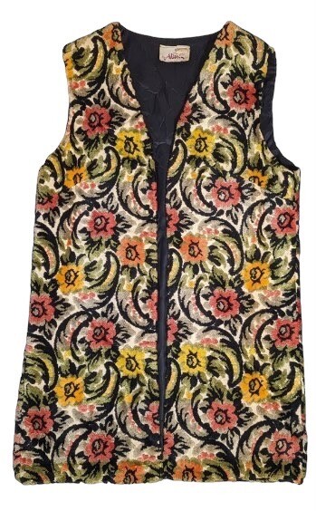 Aladdin Tapestry Vest Women’s Medium Black Floral Vintage Boho Hippy 70’s