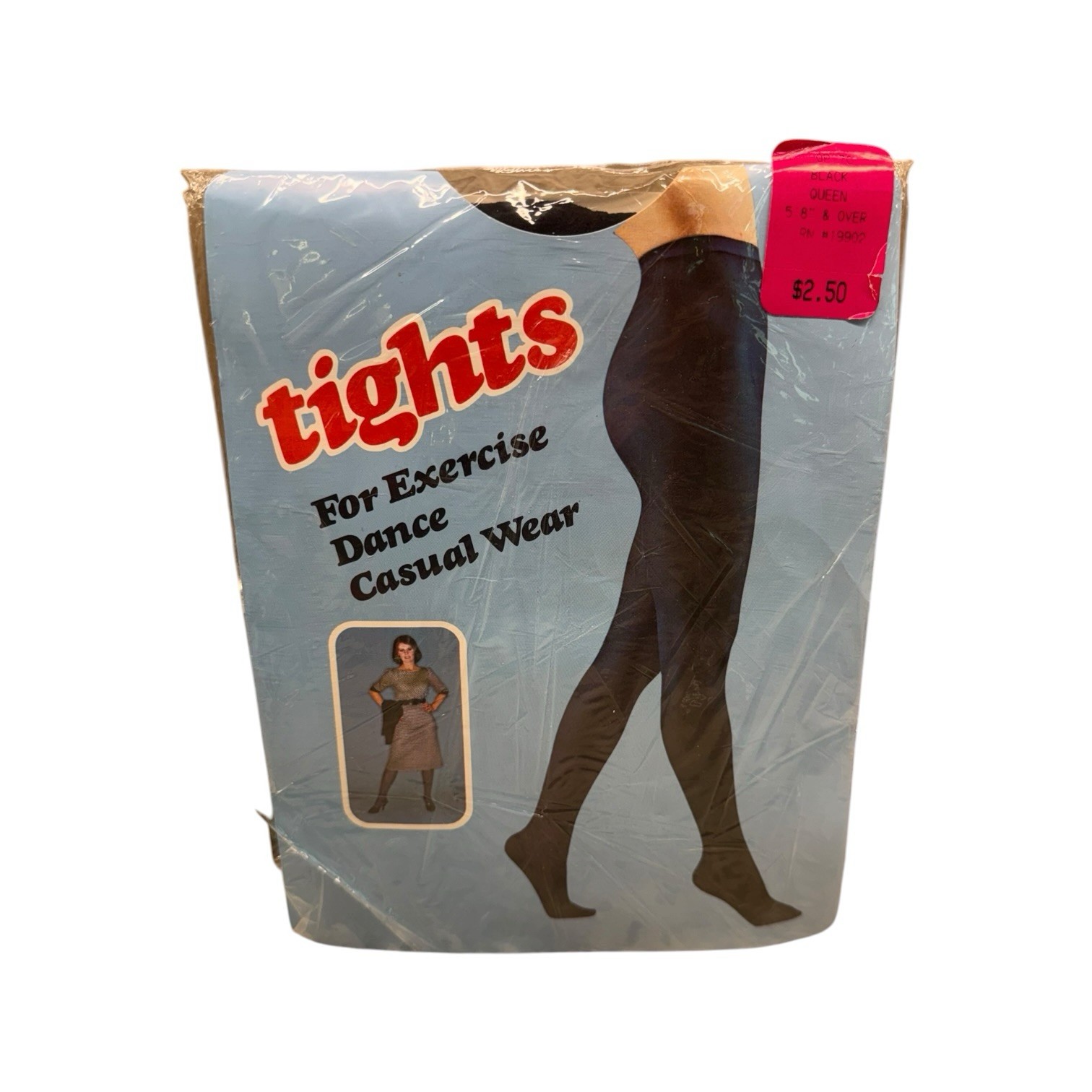 Vintage Exercise Dance Casual Wear Tights Size Queen Black
