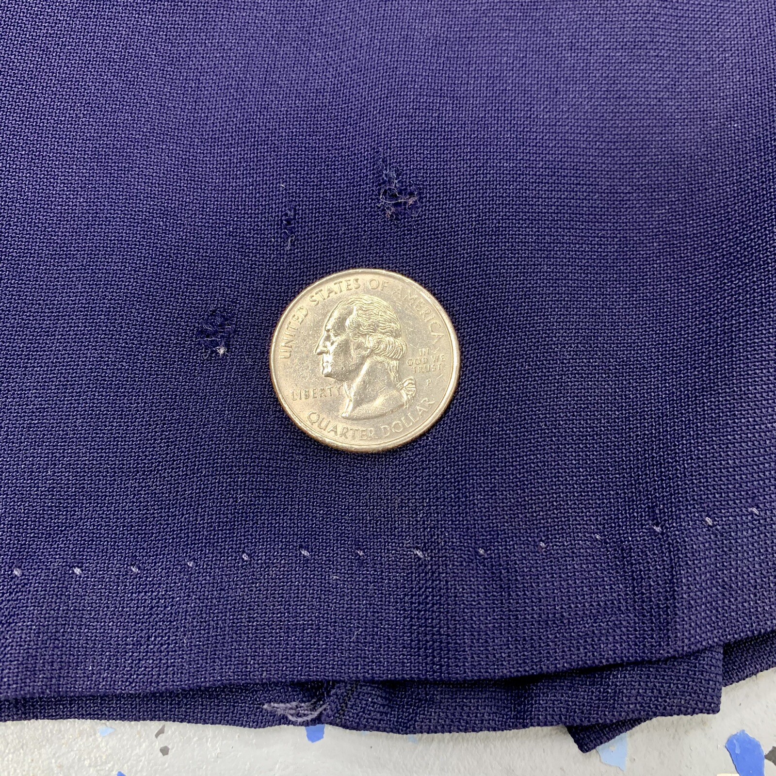 Vintage 40s Blue Crepe Back Button Blouse Smocked Collar AS IS Pattern Study S/M