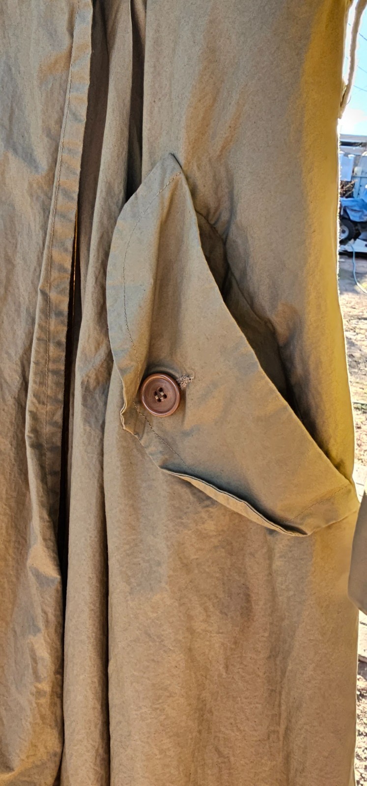 VINTAGE Rare Omo Norma Kamali Khaki Trench Coat/ Dress Size 4 Pre-owned