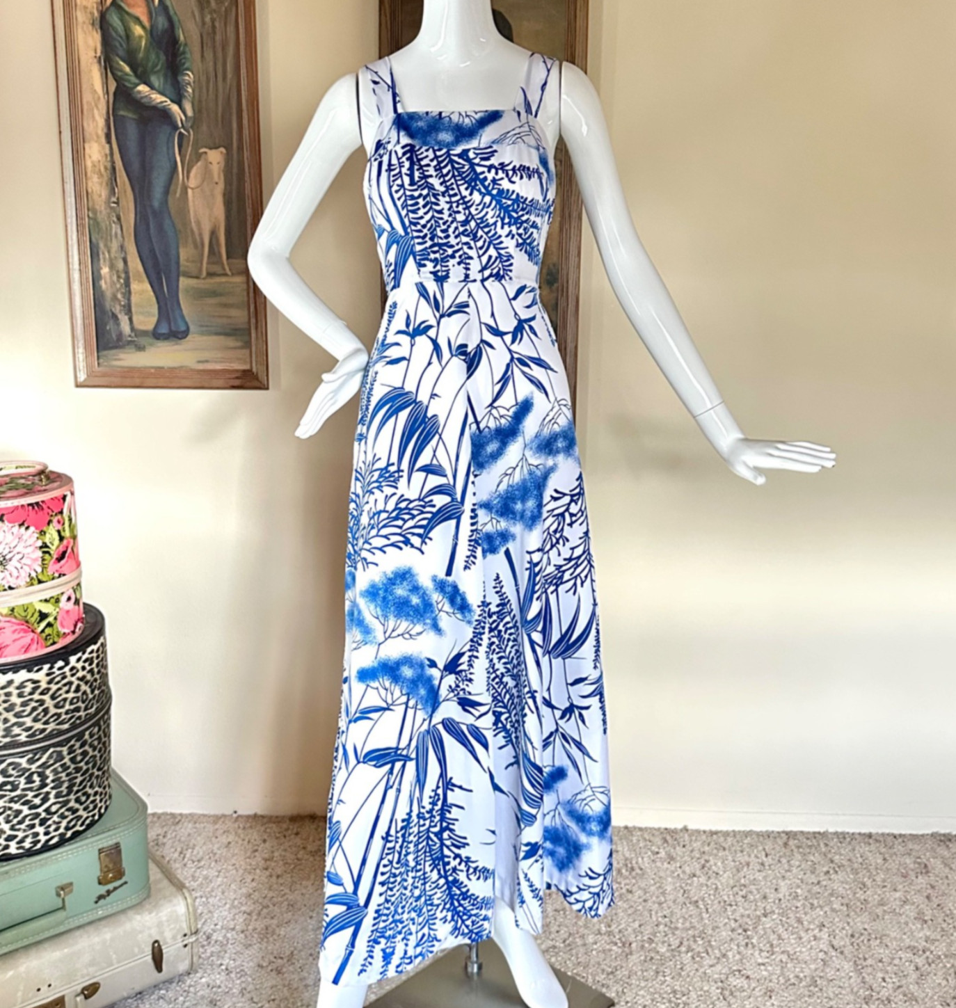 Vintage 1970s Hawaiian Dress Fit & Flare Maxi Sundress Hawaii Nei Floral Vacay S