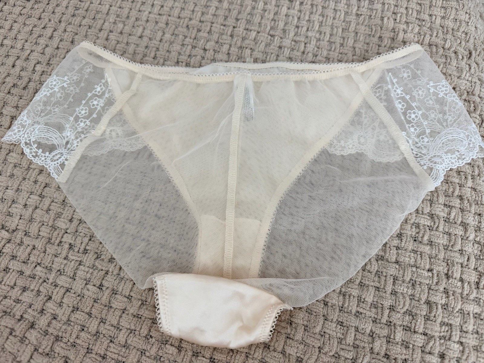 Vintage Wacoal Silk Sheer Panties Size M Ivory Rare