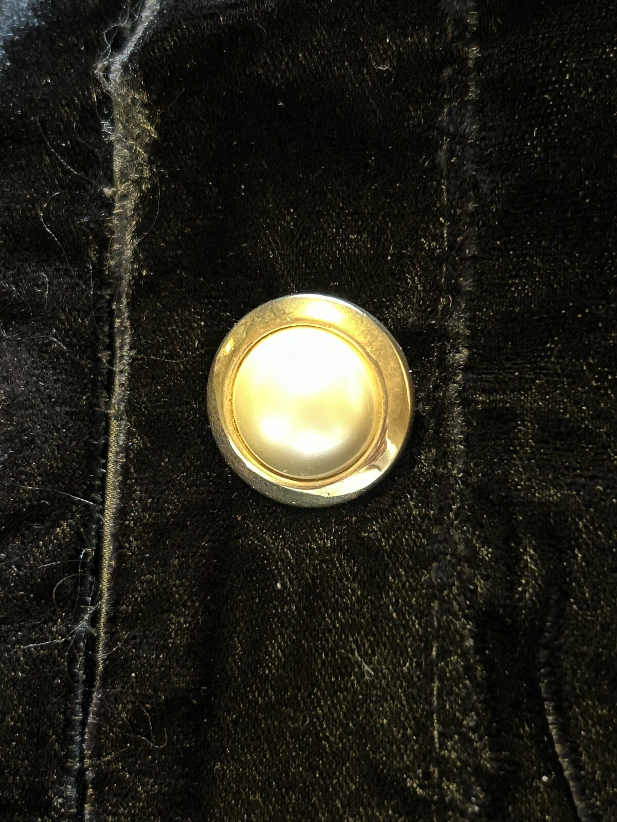 Vintage 1980s/90s XTRMZ Black Crushed Velvet Faux Pearl Buttons Sexy Dress 5/6
