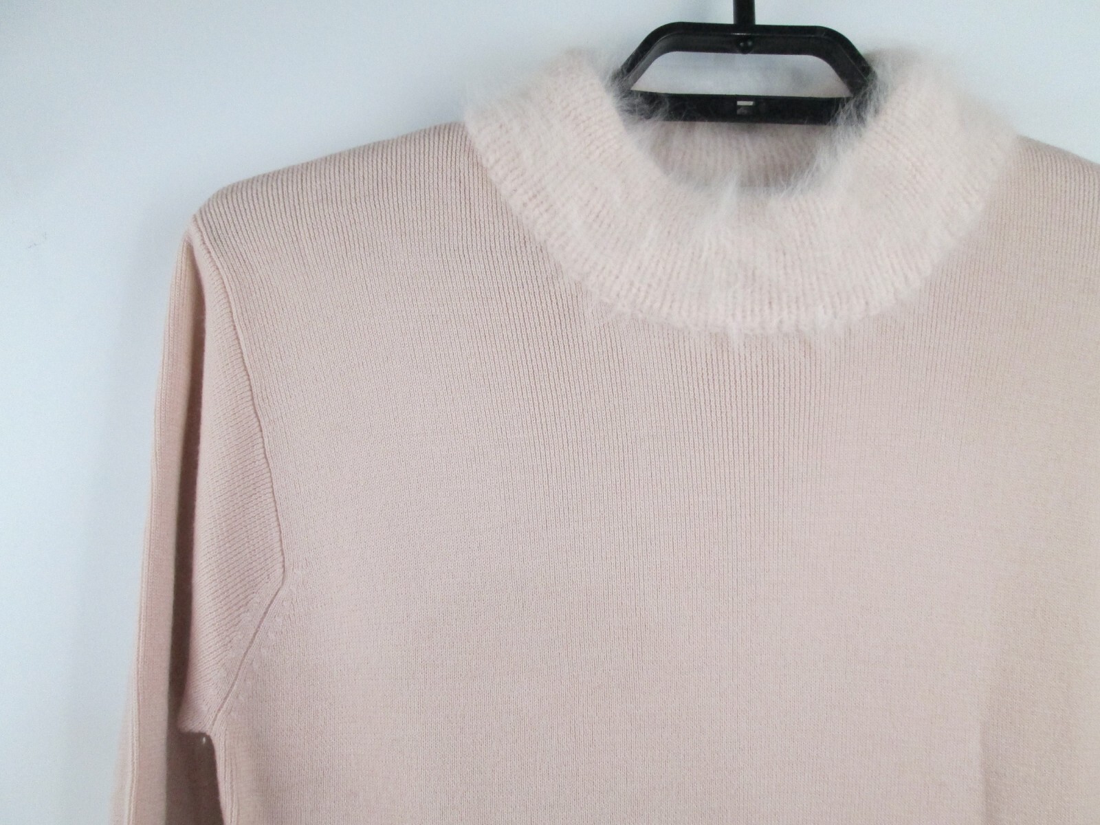 VTG Apart Sweater Dress Pink Women Sz M Merino Wool Angora Rabbit Fur Trim