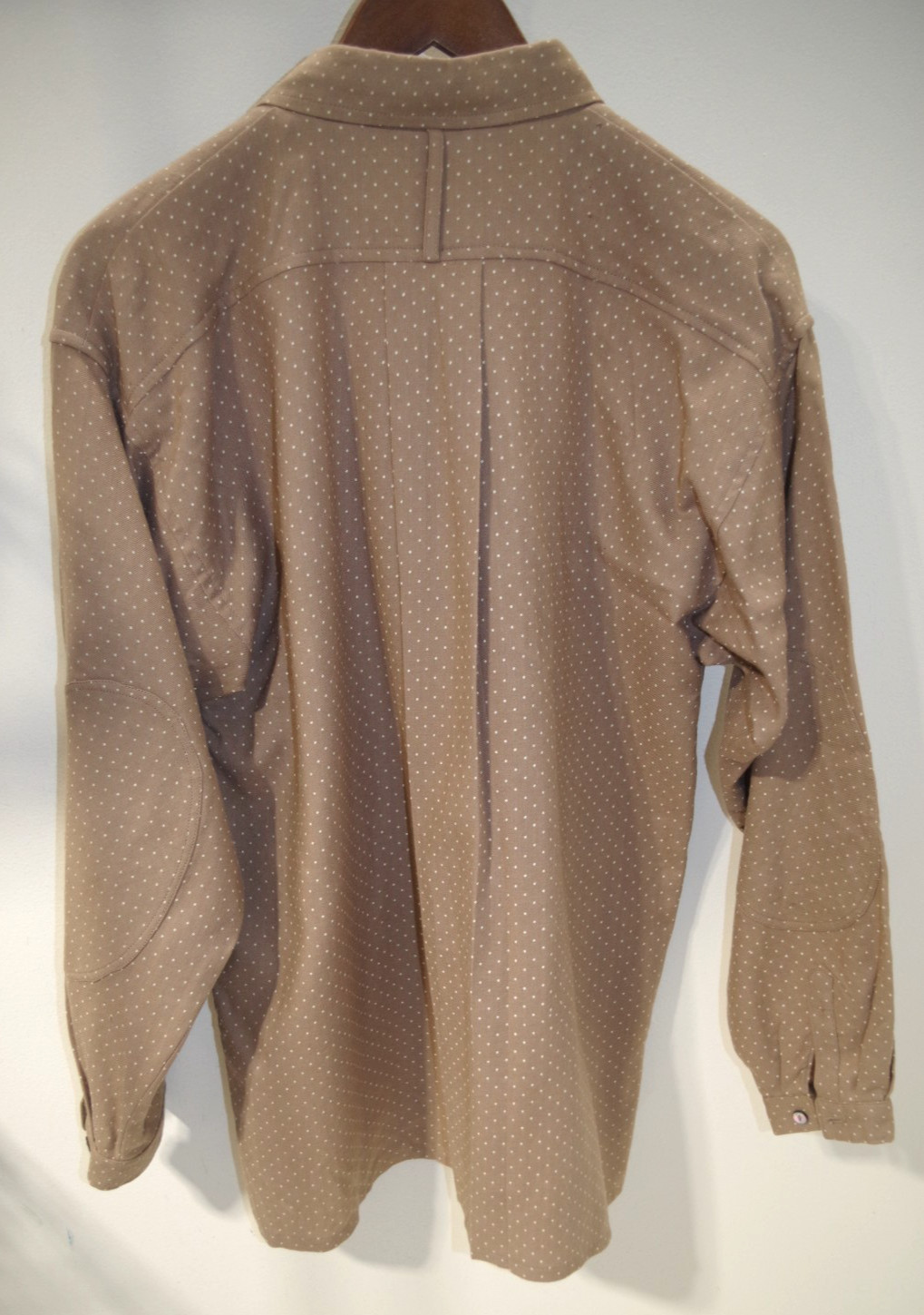 P4 Vintage Betty Jackson for Quorum Tan Polka Dot SHIRT 10 England Wool & Cotton