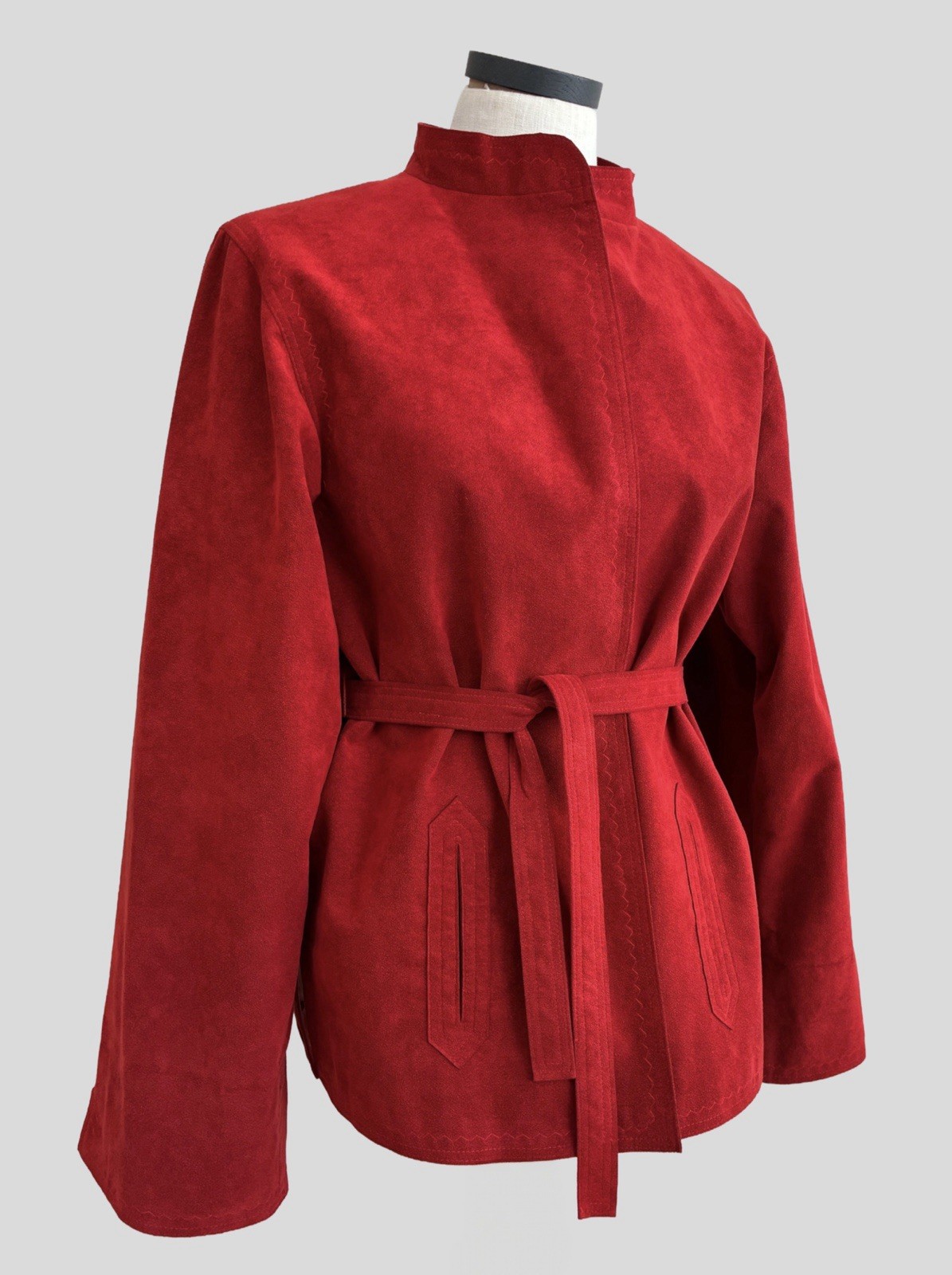 VTG Ultra Suede Brick Red Tie Waist Jacket 60s/70’s Women’s L Easy Casual Retro