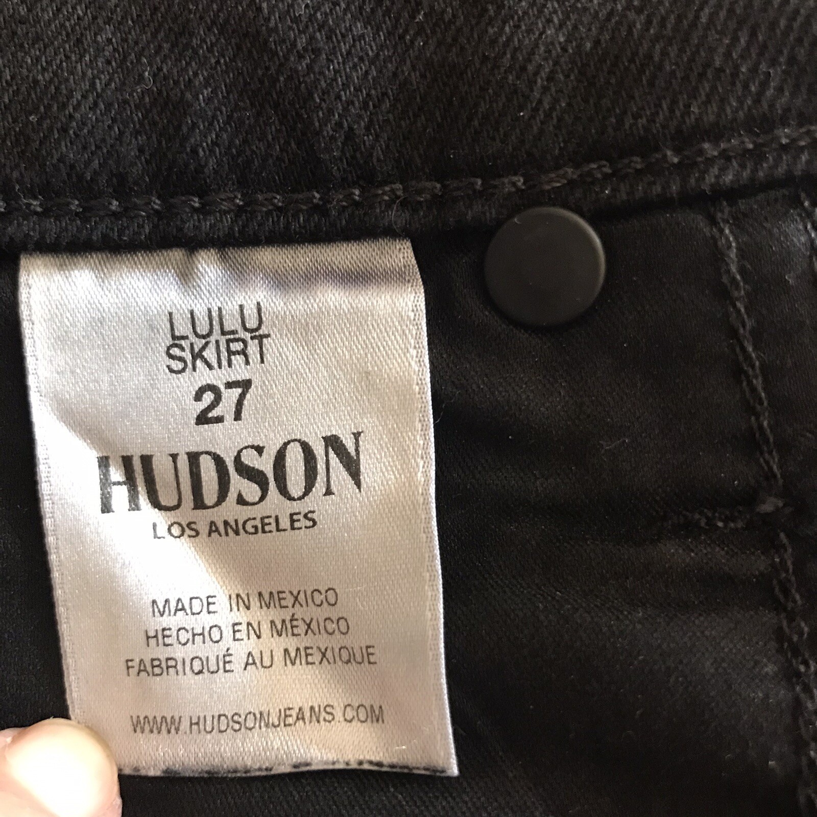 Hudson Women’s Gold Pierced Stretch Black Denim Skirt Sz 27 Urban Night NWT $225