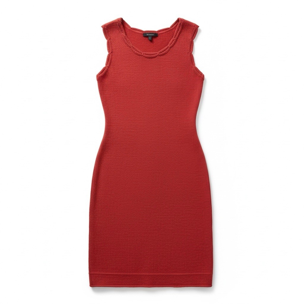 Vintage 1970s Dress Women’s Red Knit Sleeveless Sweater Retro Hippie Boho Geek