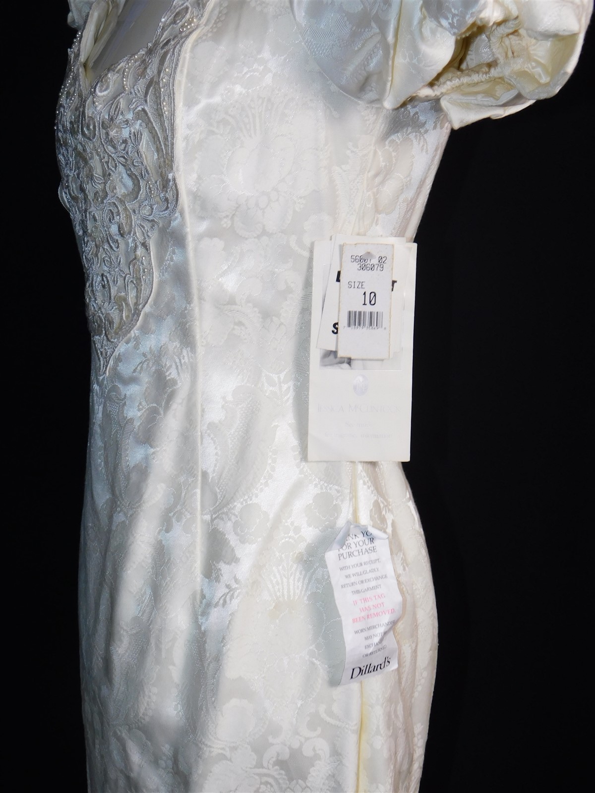 NWT 1980s Vintage JESSICA McClintock Ivory Beaded Baroque Wedding Dress Sz 10