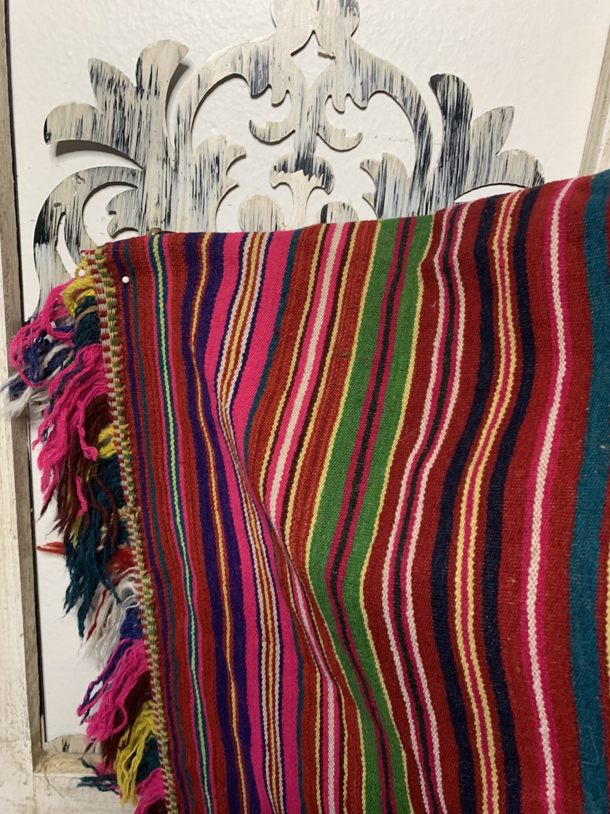 Vintage Poncho Hand Woven Bolivian Wool Poncho Rare