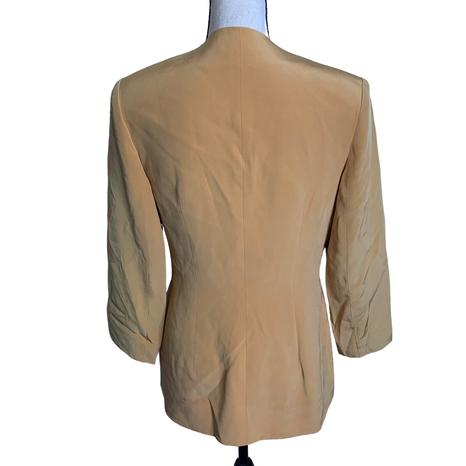 Horchow Blazer Womens Size 4 100% Silk Fully Lined One Button Faux Pockets LS