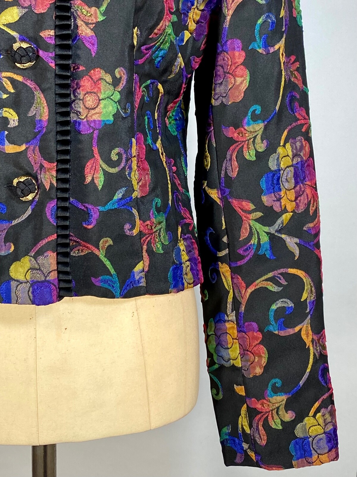 Vintage 1980’s-1990’s rainbow-check-floral print waspy preppy jacket DON CASTER