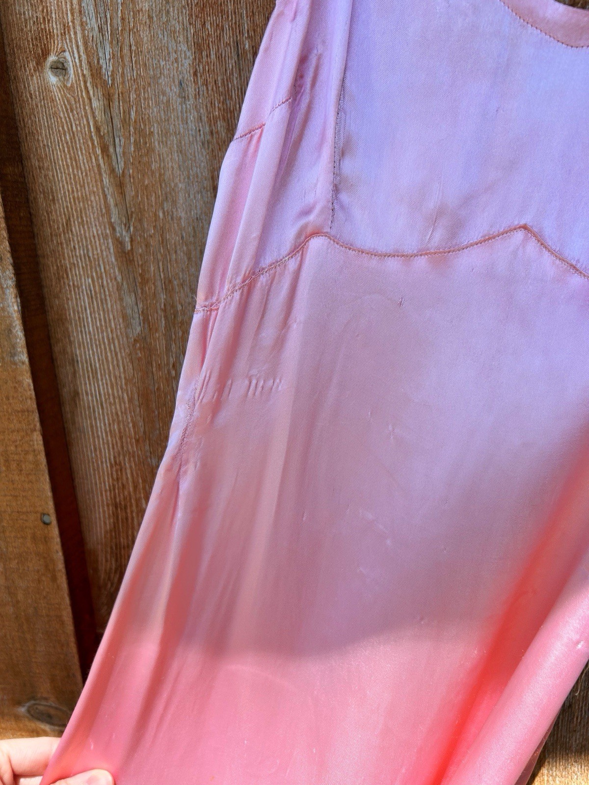 Vintage 1940s Bias Cut Nightgown Pink Satin (Silk/Rayon?) – Please Read